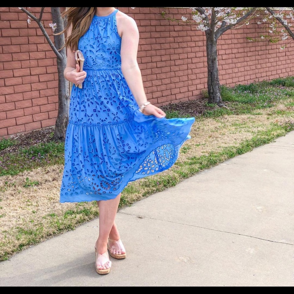 Blue eyelet dress